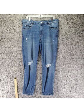 Tahari Jeans Women’s Size 16 Blue Kelly Skinny Distressed Stretch Denim